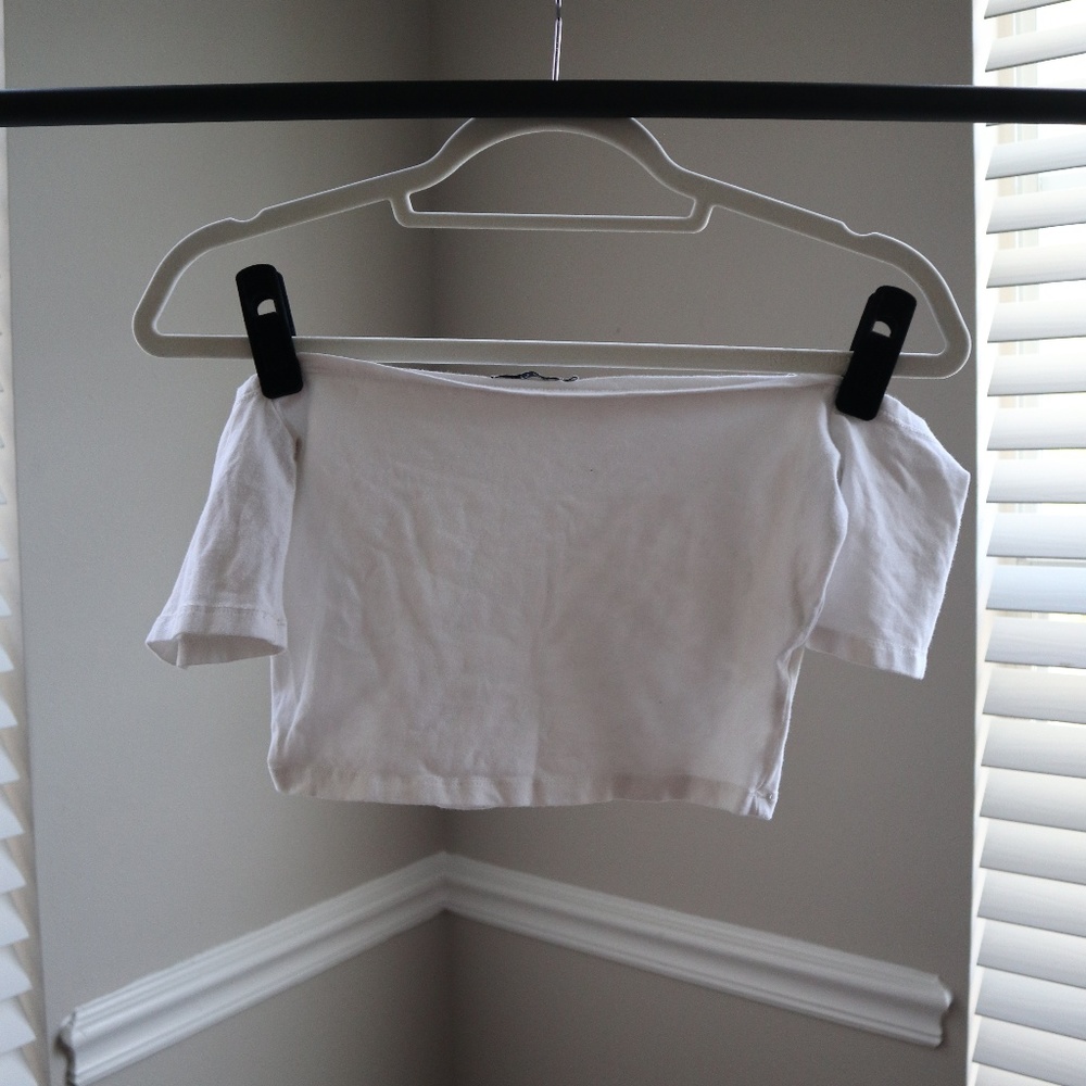 White Off the Shoulder Tobi Crop Top